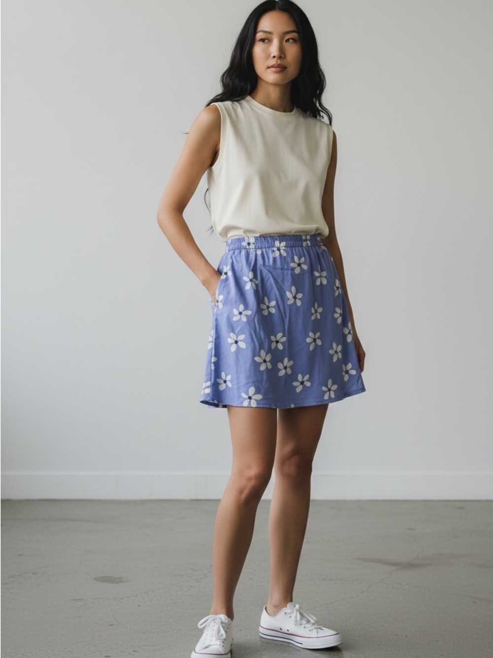 Lord & Taylor Blue Floral Mini Skirt